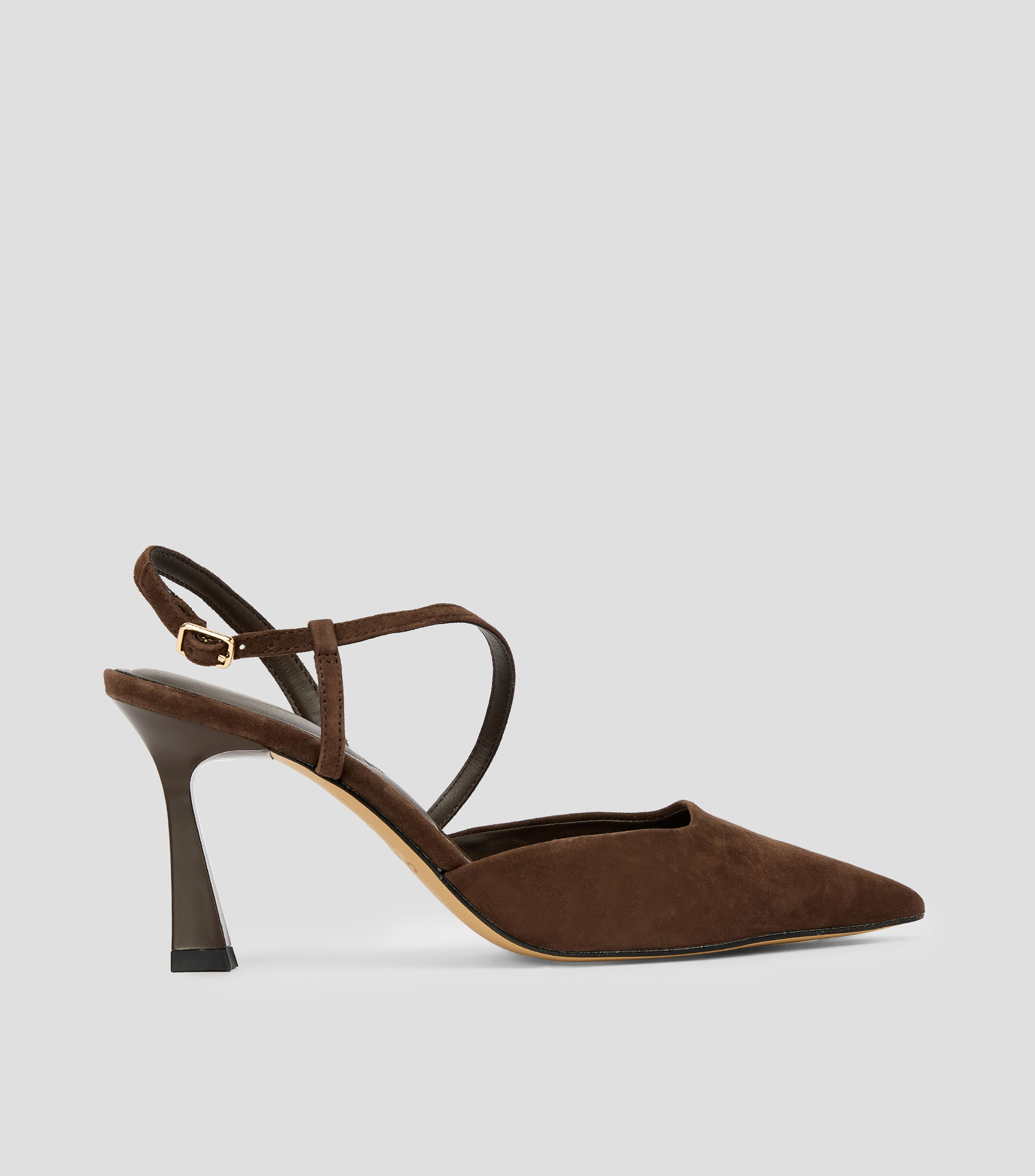 Zapatillas tiras tacón delgado en piel lisas Mujer